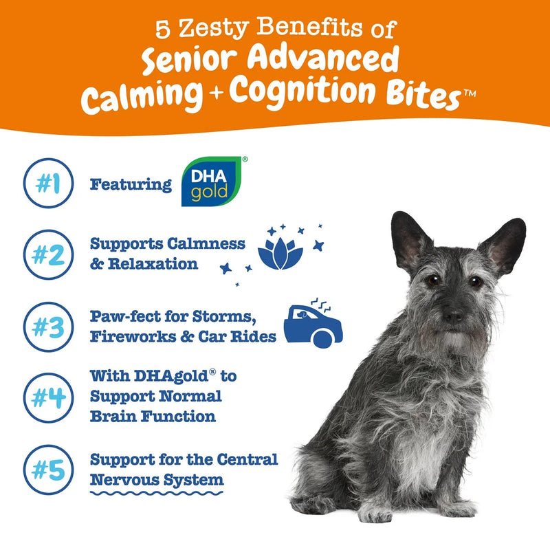 Senior Advanced Calming & Cognition Behavior Bites for Senior Dogs, Chicken Flavor, 90Ct