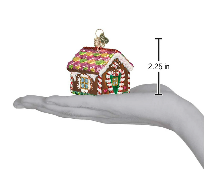 Old World Christmas Gingerbread House Glass Ornament 5” Hand Painted Candy Heart