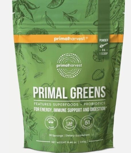 Primal Harvest Super Greens Powder, 30 Servings, 240 Gr/8.46 Oz