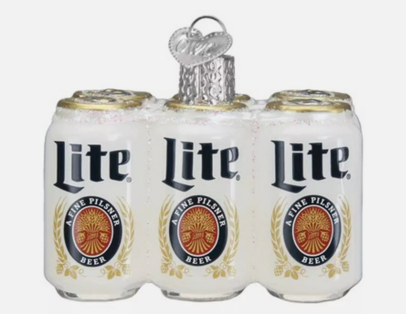 Old World Christmas MILLER LITE SIX PACK (32564) Glass Ornament