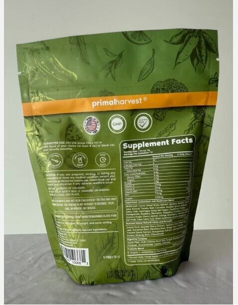 Primal Harvest Super Greens Powder, 30 Servings, 240 Gr/8.46 Oz