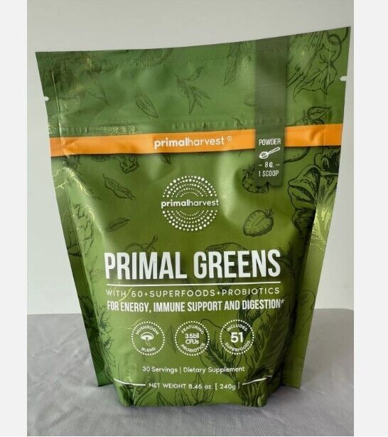 Primal Harvest Super Greens Powder, 30 Servings, 240 Gr/8.46 Oz