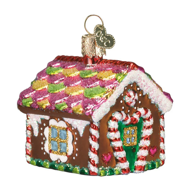 Old World Christmas Gingerbread House Glass Ornament 5” Hand Painted Candy Heart