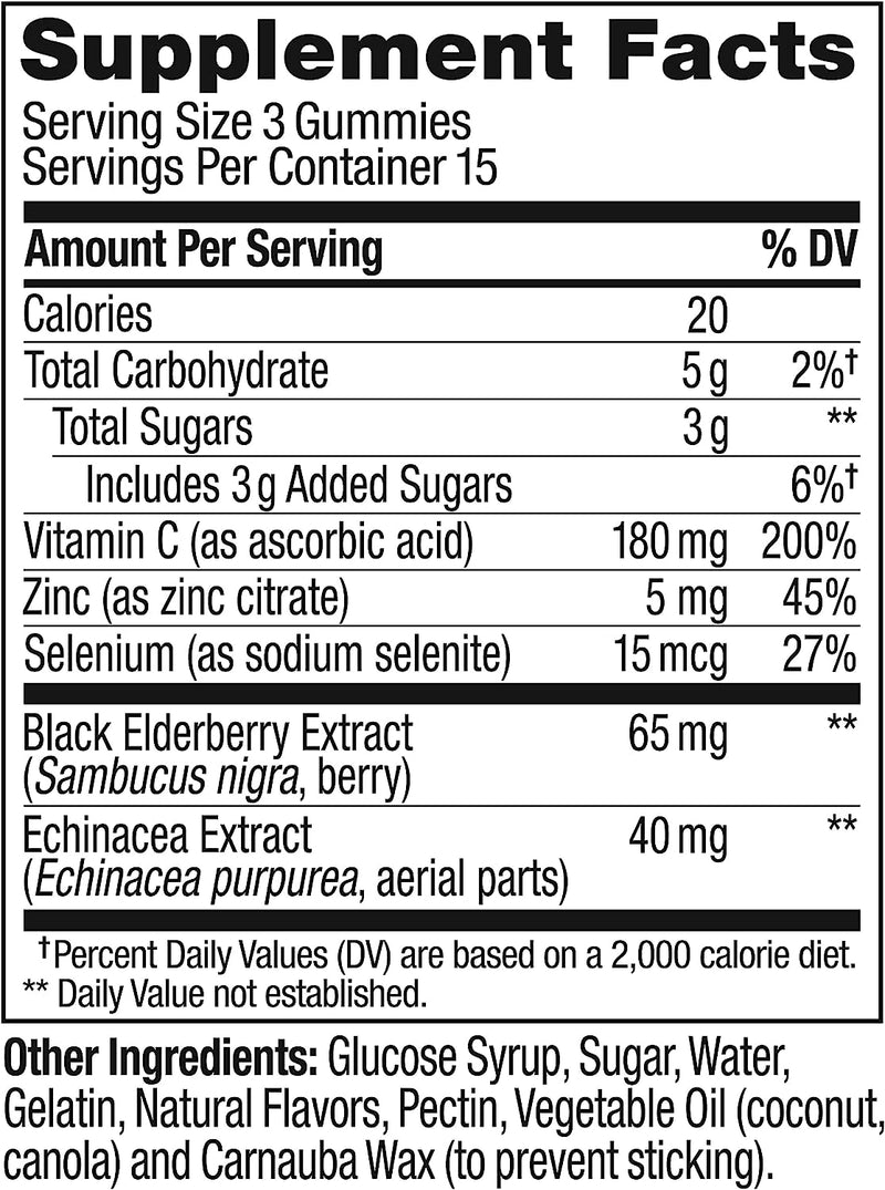 Gummy Active Immunity+Elderberry, 45 Gummies (1 Pack), Berry Flavor