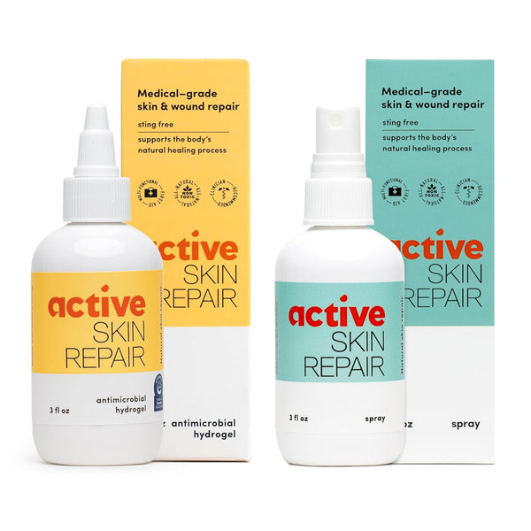 Active Skin Repair - First Aid Natural & Non-Toxic Healing Ointment & Antiseptic Spray for Minor Cuts, Wounds, Scrapes, Rashes, Sunburns, and Other Skin Irritations (Bundle, Combo, 3 Oz Each)