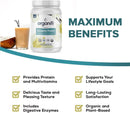 Complete Protein Vanilla Flavor - Organic Vegan Plant Based Protein Powder with Digestive Enzymes - 30 Day Supply - No Soy, Dairy, or Gluten