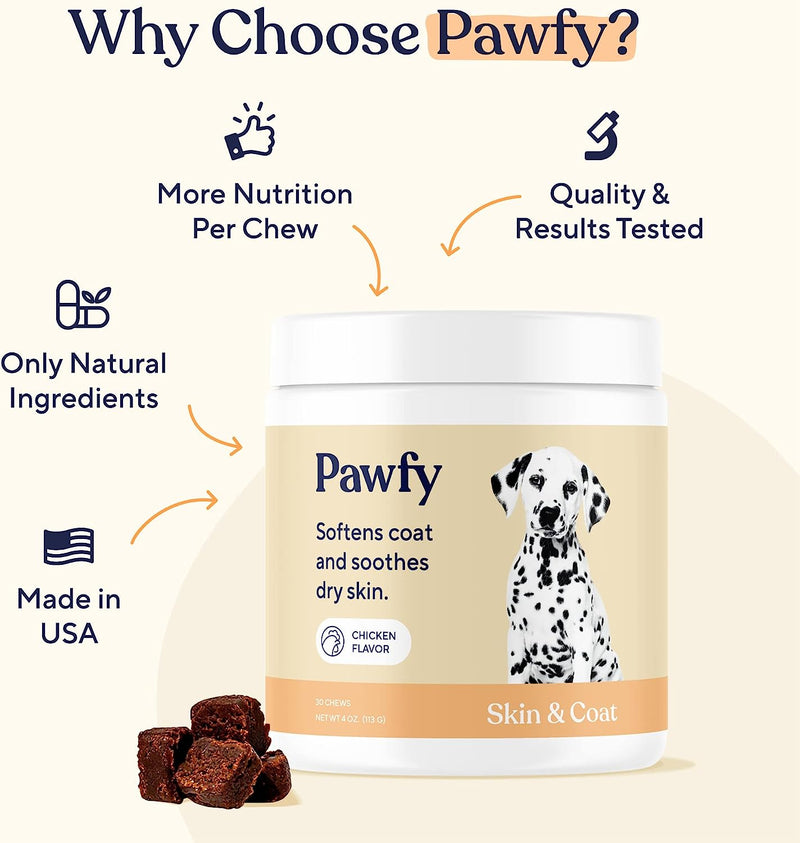 Dogs Skin & Coat Soft Chews | Allergies | Itching | Licking | Paw Biting | Scratching & More