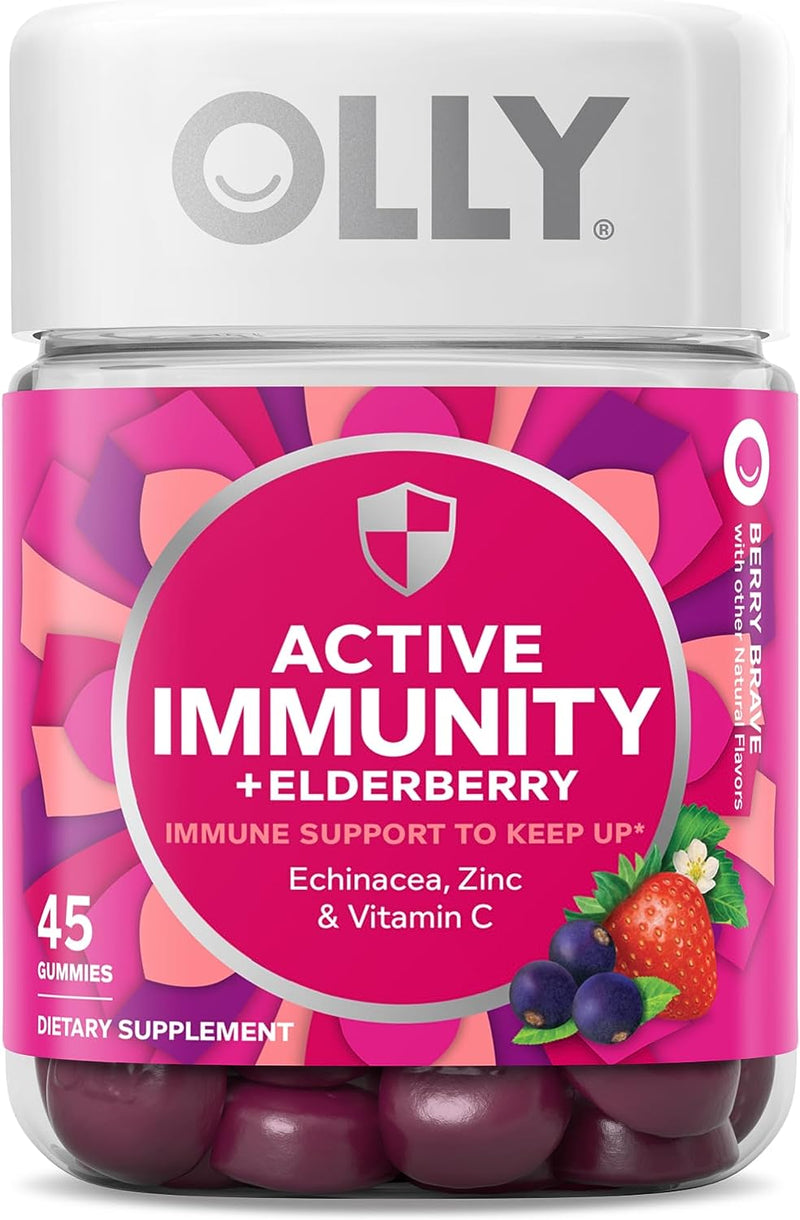 Gummy Active Immunity+Elderberry, 45 Gummies (1 Pack), Berry Flavor