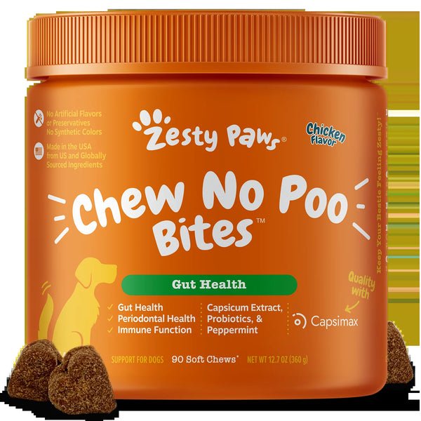 Chicken Flavor Chew No Poo Bites: Poop Eating Deterrent for Dogs, 90 Count