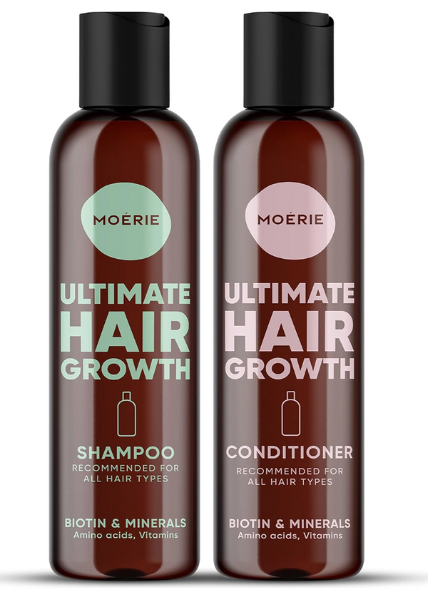 Moerie Volumizing Shampoo and Conditioner for Hair Loss - Thickening Products with Ingredients of Natural Origin - Over 100 Active Ingredients for Thick, Long, Luscious Hair, 2 X 8.45 Fl Oz