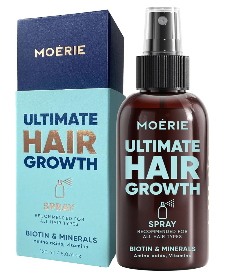 Moerie Ultimate Hair Growth Spray Designed to Strengthen Stop Hair Loss - 100% Natural Serum for with over 100 Minerals, Vitamins Amino acids - Fresh Scent - 5.07 Fl. Oz